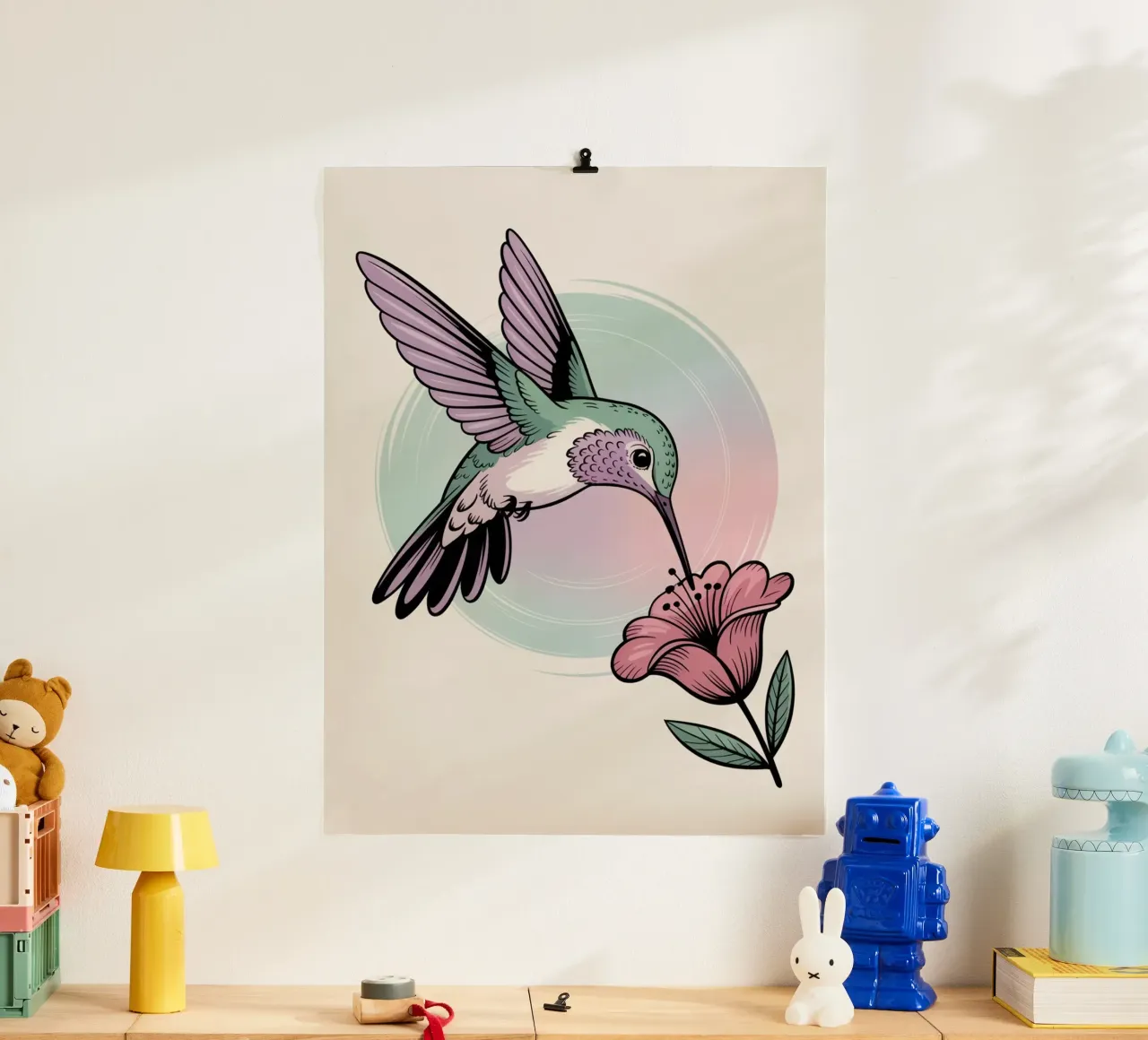 Hummingbird & Blossom — Hand Drawn Botanical Wall Art hahnemühle by logic