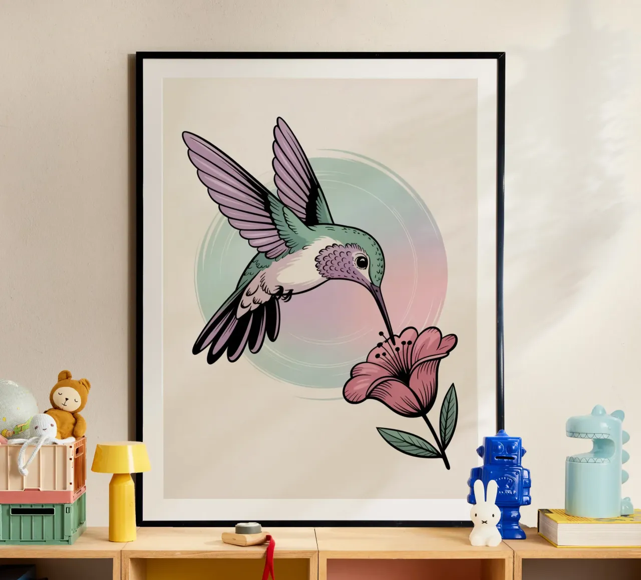 Hummingbird & Blossom — Hand Drawn Botanical Wall Art hahnemühle by logic