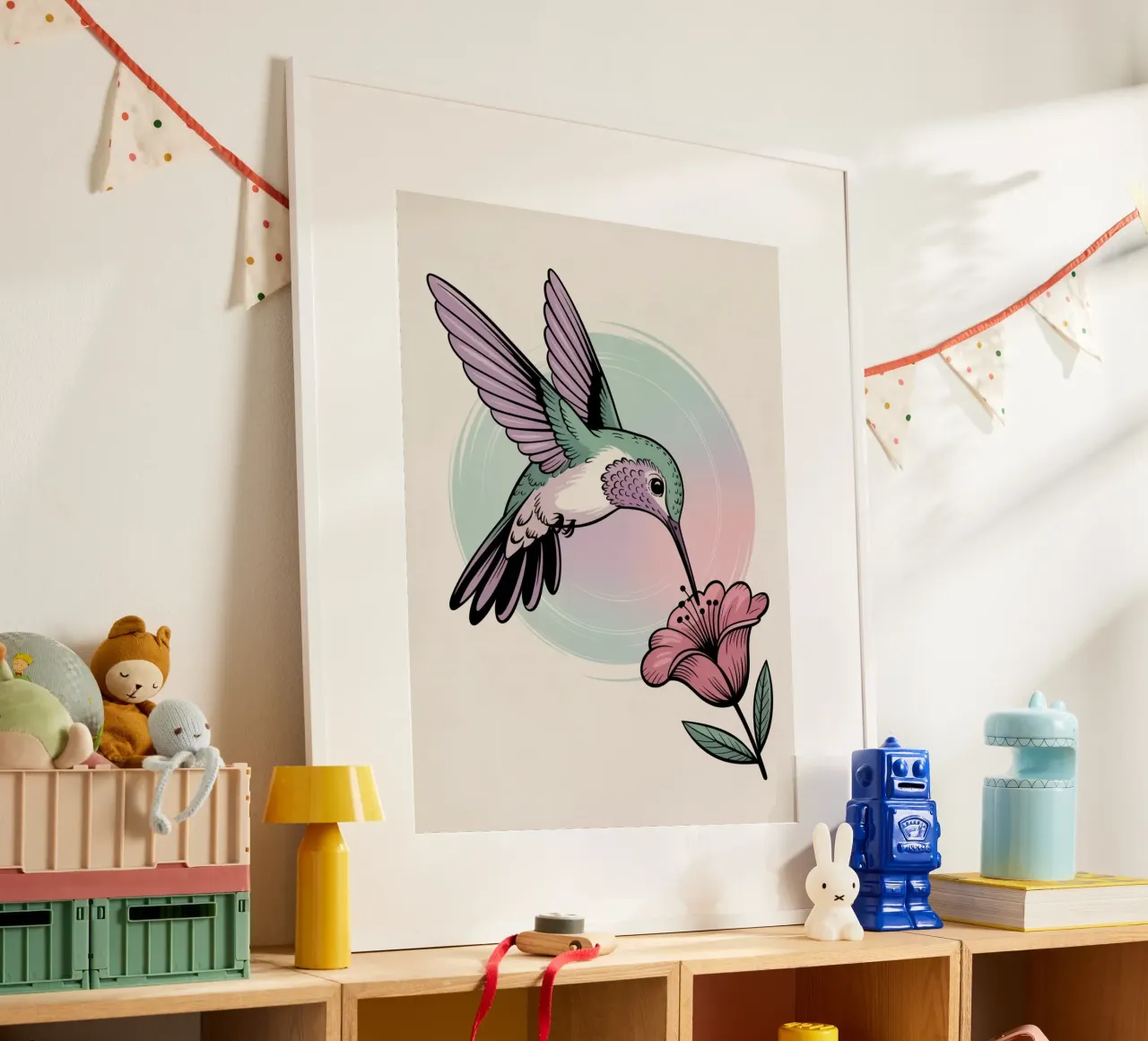 Hummingbird & Blossom — Hand Drawn Botanical Wall Art hahnemühle by logic