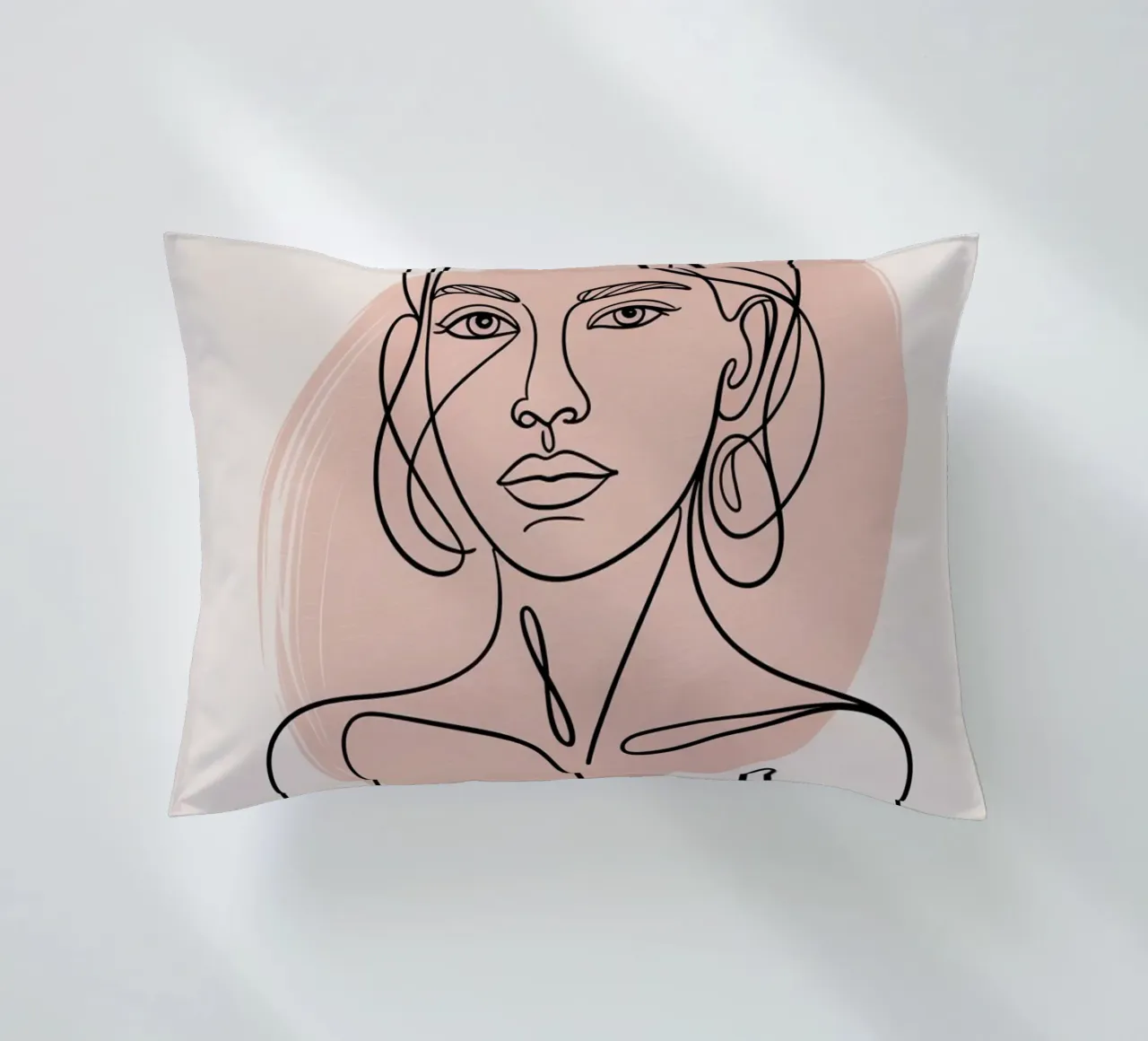 Ritratto astratto di donna - Una linea disegnata a mano Arte minimale cuscino da logic