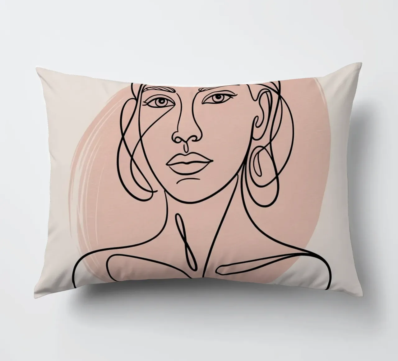Ritratto astratto di donna - Una linea disegnata a mano Arte minimale cuscino da logic