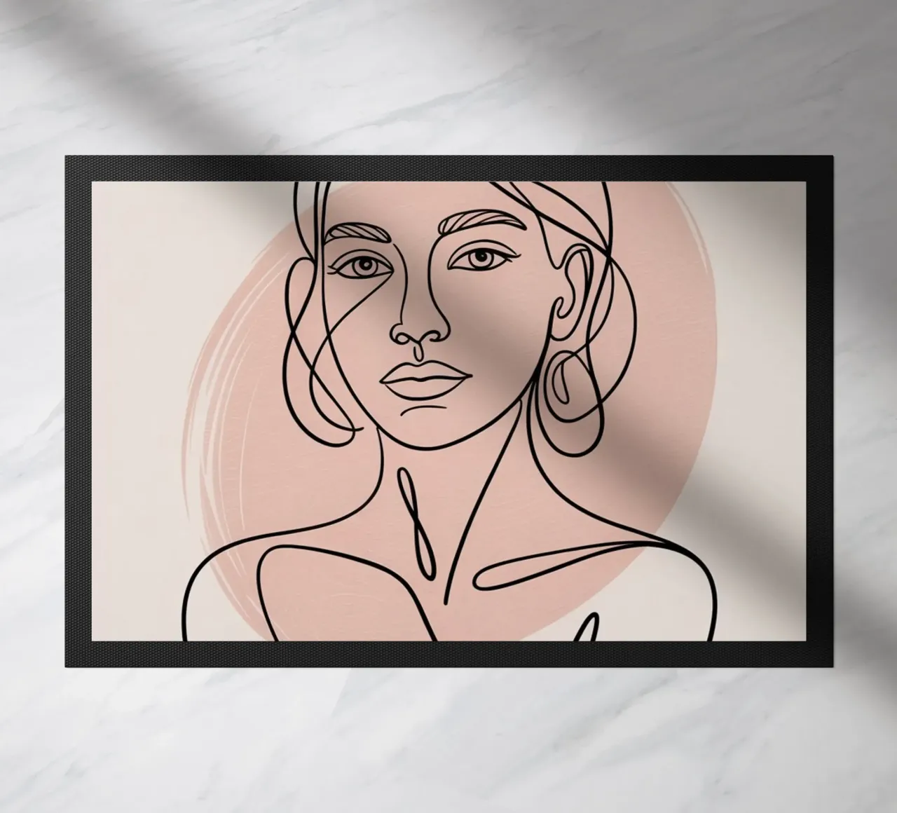 Ritratto astratto di donna - Una linea disegnata a mano Arte minimale zerbino da logic