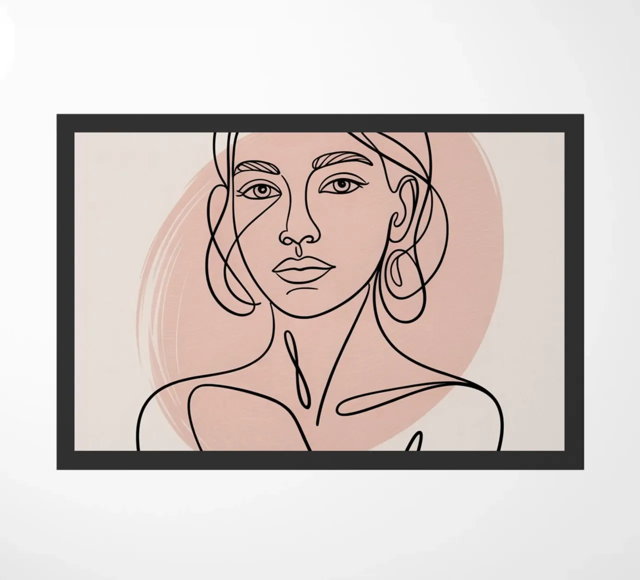 Ritratto astratto di donna - Una linea disegnata a mano Arte minimale zerbino da logic