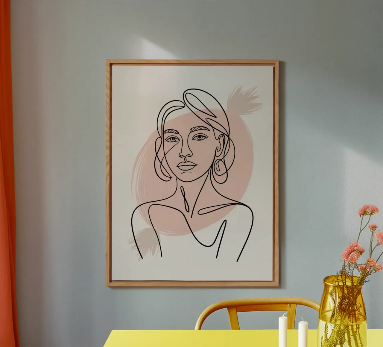 Ritratto astratto di donna - Una linea disegnata a mano Arte minimale alluminio dibond da logic