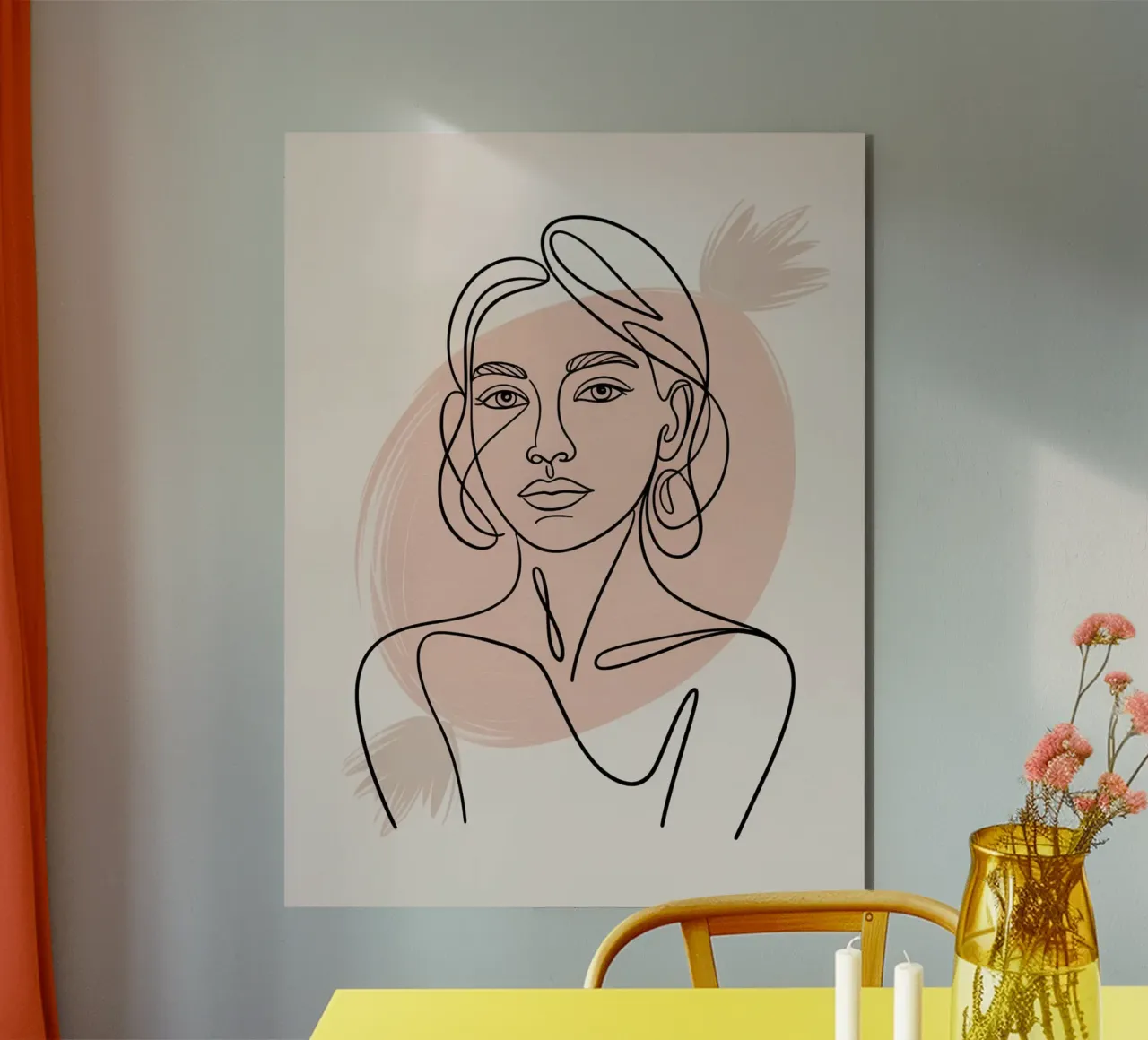 Ritratto astratto di donna - Una linea disegnata a mano Arte minimale alluminio dibond da logic