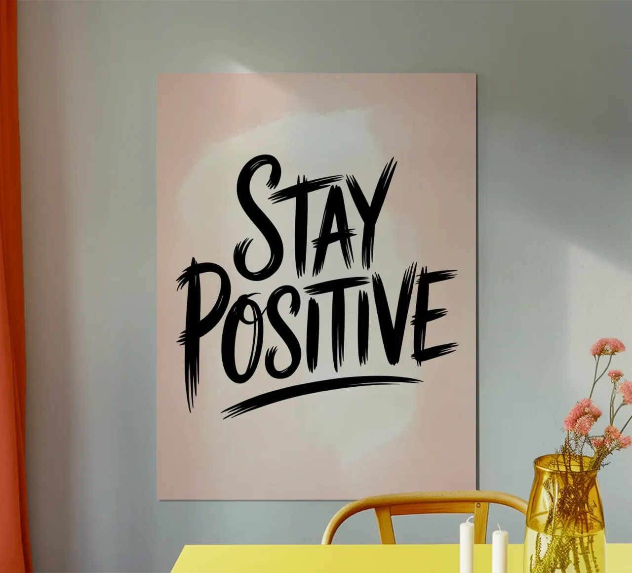 Blijf positief - Minimalistische print met vette Brush Lettering hahnemühle van logic