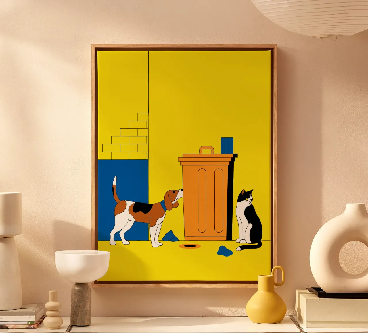 Katten en honden canvas met Baklijst van OUR SHOP