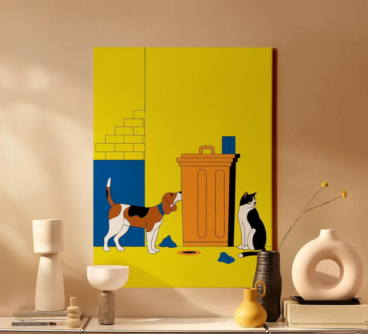Katten en honden canvas met Baklijst van OUR SHOP