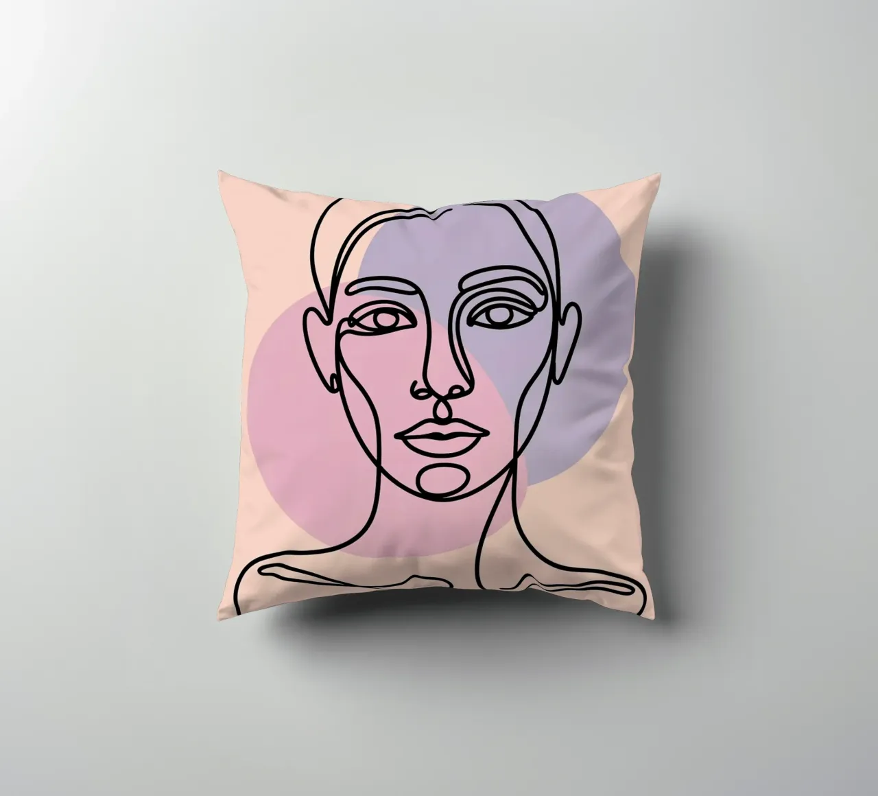 One Line Face Art - Minimalismo astratto cuscino da logic