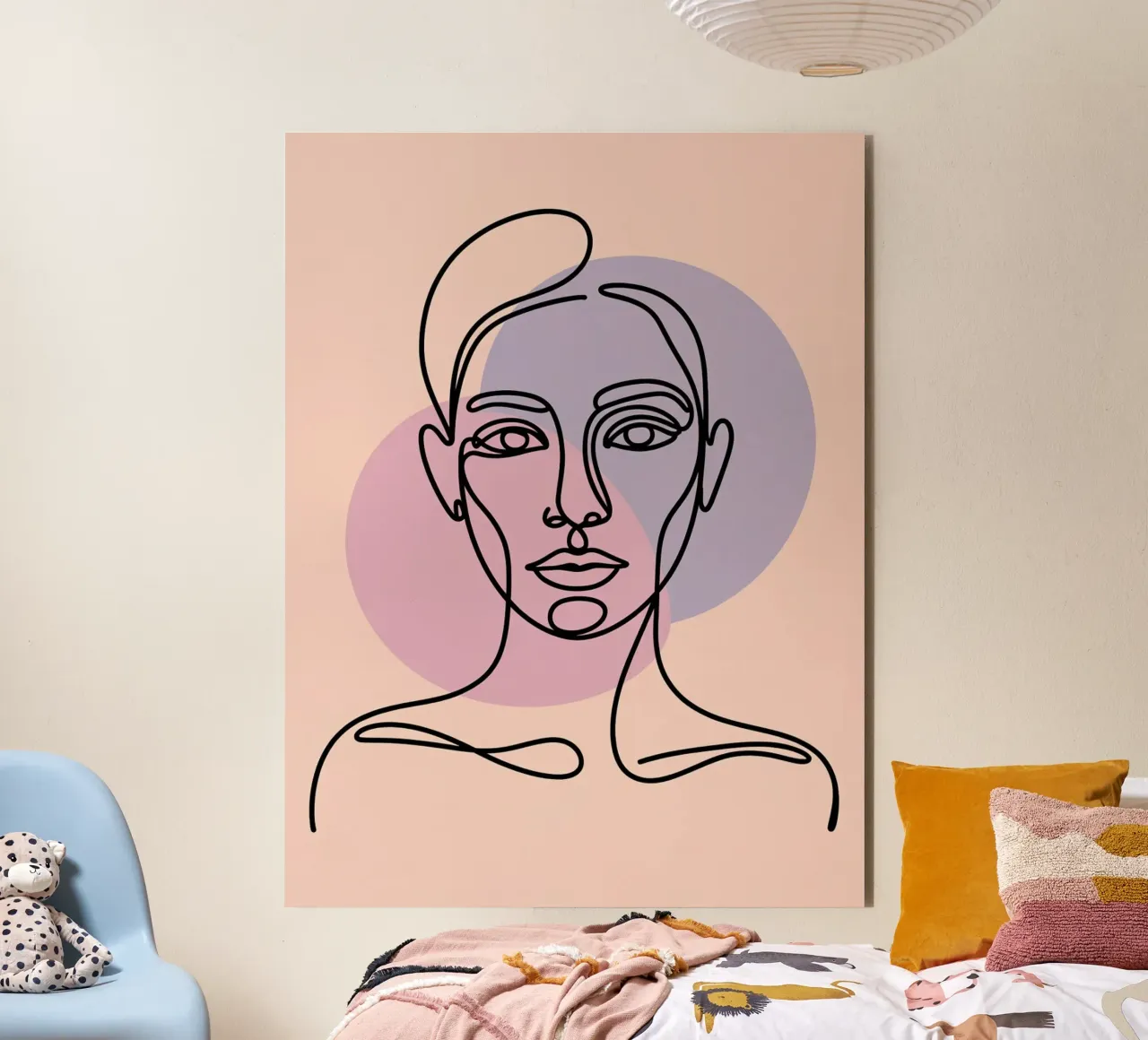 One Line Face Art - Minimalismo astratto alluminio dibond da logic