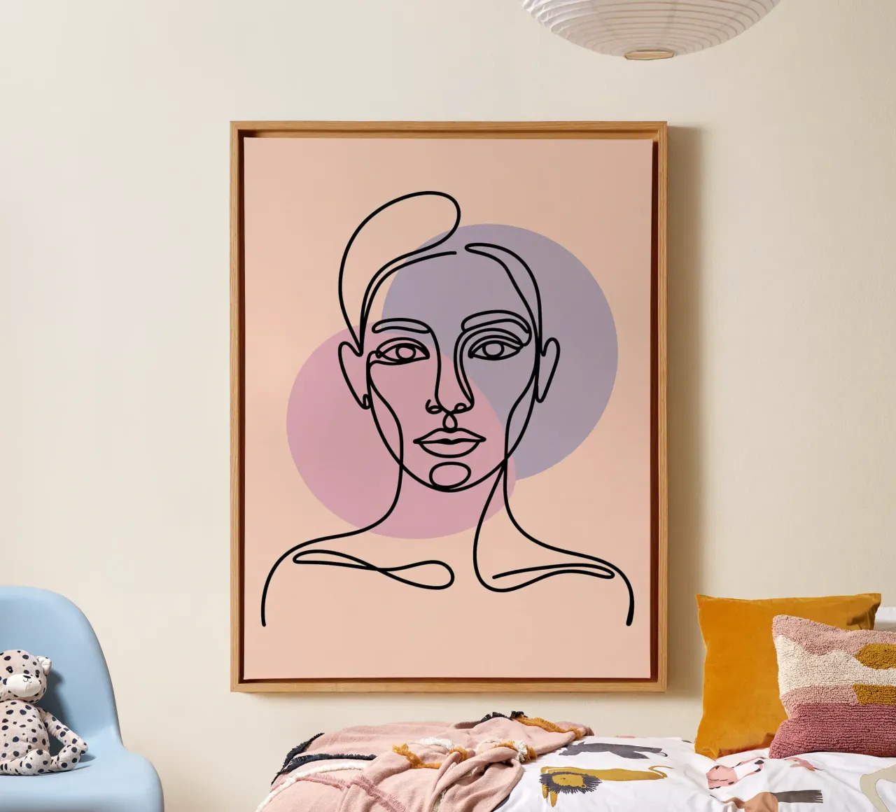 One Line Face Art - Abstract Minimalism canvas by logic
