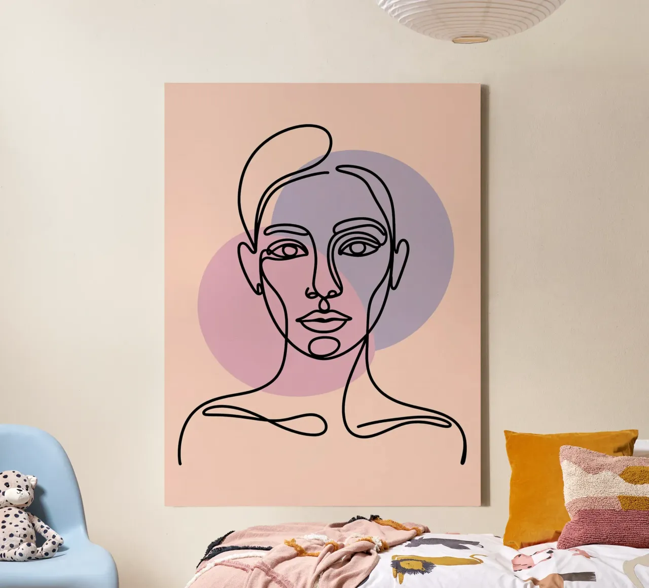 One Line Face Art - Abstract Minimalism canvas by logic
