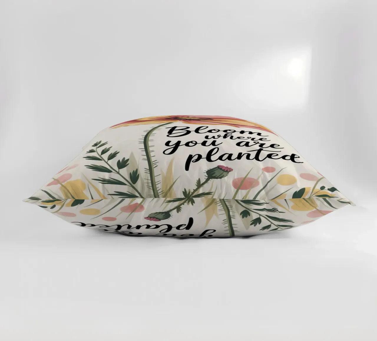 Bloom Where You Are Planted - Hand Drawn Floral Motivational Kissen von logic