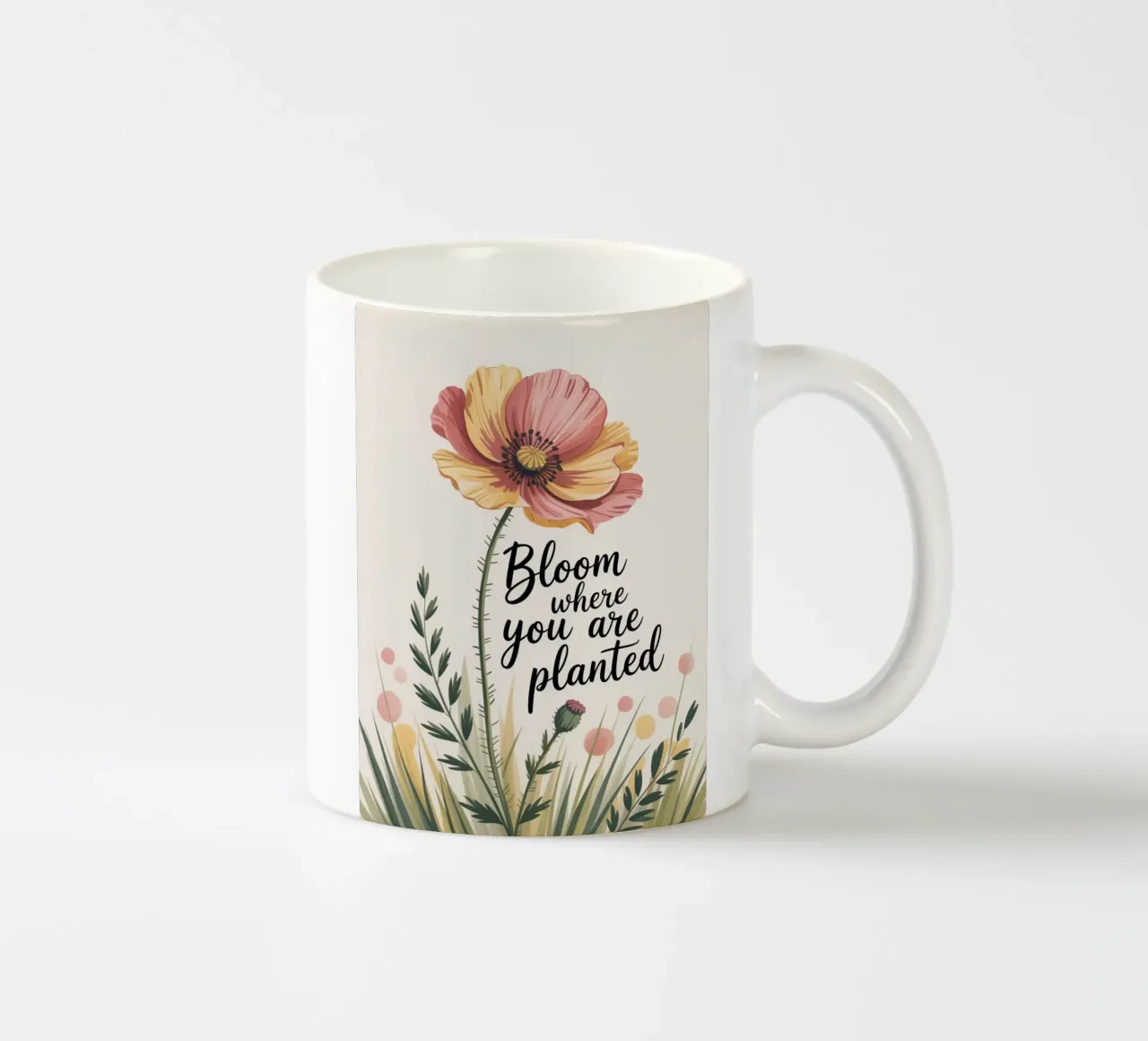Bloom Where You Are Planted - Disegno floreale motivazionale a mano tazza in ceramica da logic
