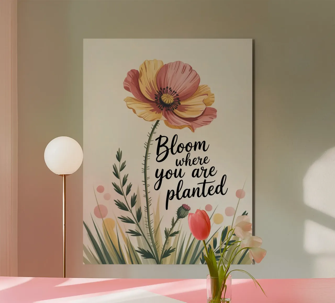 Bloom Where You Are Planted — Hand Drawn Floral Motivational forex plate by logic