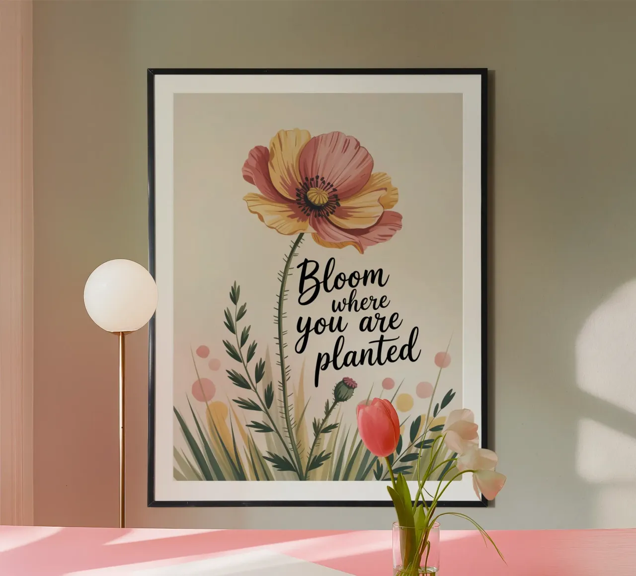Bloom Where You Are Planted - Motivation florale dessinée à la main hahnemühle de logic