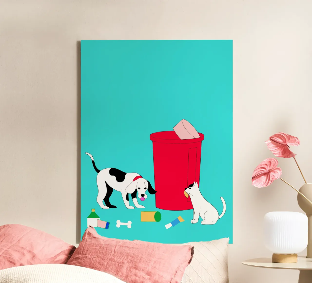 Gatti e cani tela con Cornice a cassetta da OUR SHOP