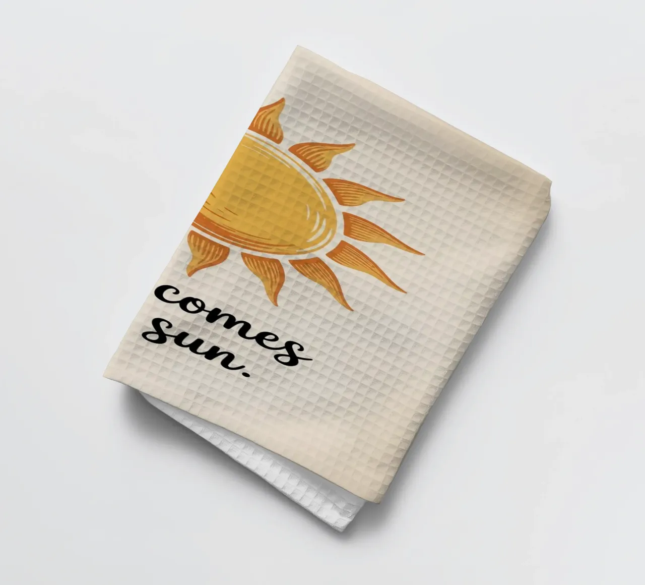 Here Comes The Sun — Minimal Hand Drawn Sunshine Print tea towel by logic