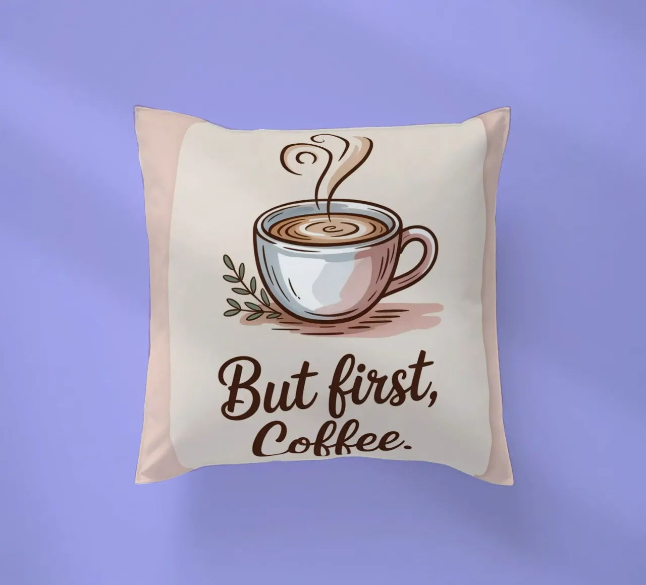 Ma prima, il caffè - Stampa disegnata a mano di un amante del caffè minimale cuscino da logic