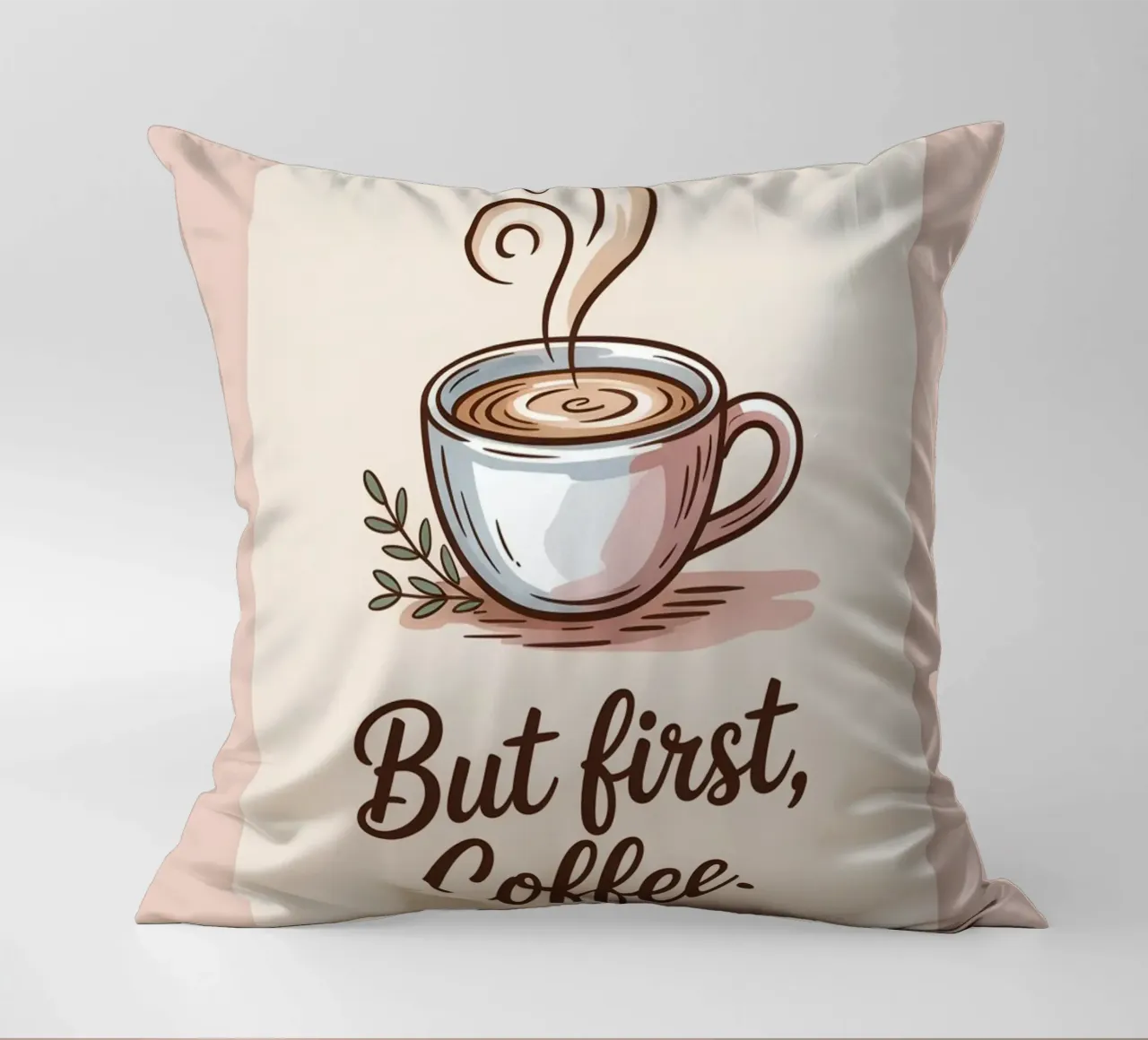 Ma prima, il caffè - Stampa disegnata a mano di un amante del caffè minimale cuscino da logic