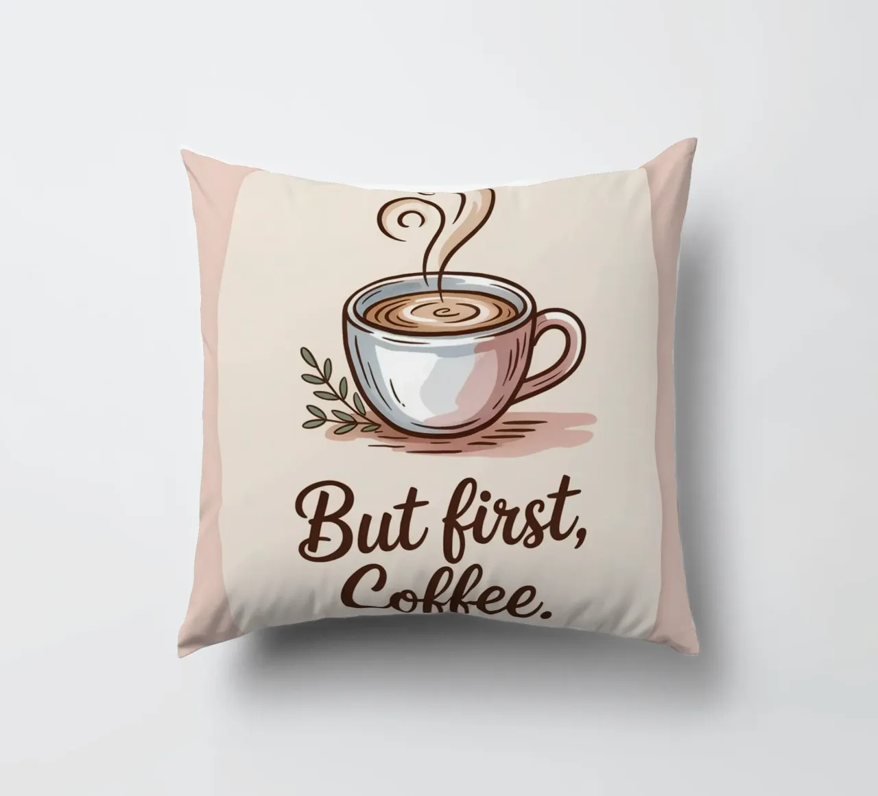 Ma prima, il caffè - Stampa disegnata a mano di un amante del caffè minimale cuscino da logic