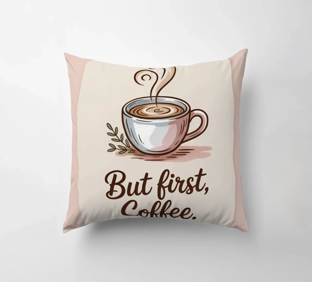 Ma prima, il caffè - Stampa disegnata a mano di un amante del caffè minimale cuscino da logic
