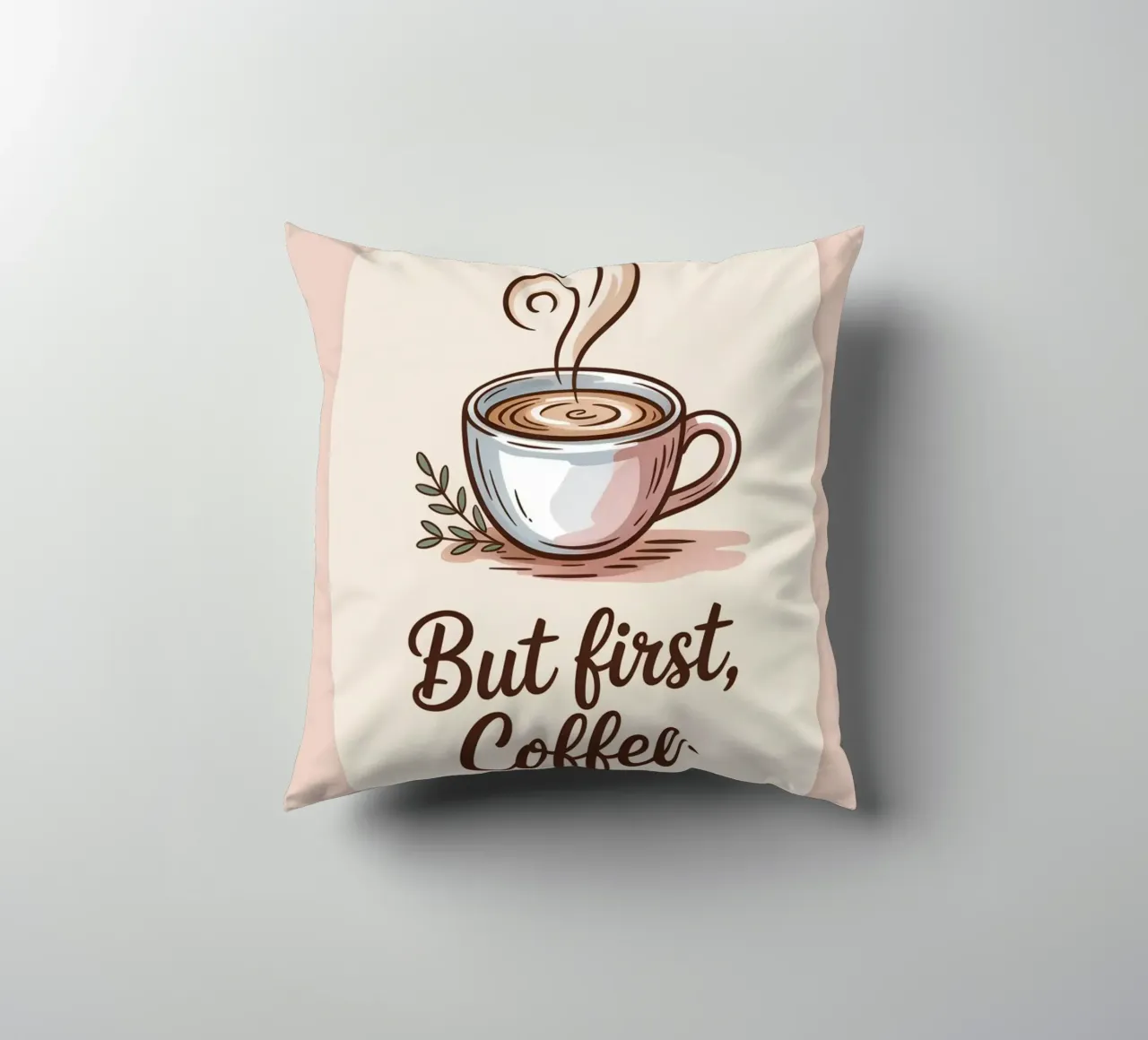 Ma prima, il caffè - Stampa disegnata a mano di un amante del caffè minimale cuscino da logic