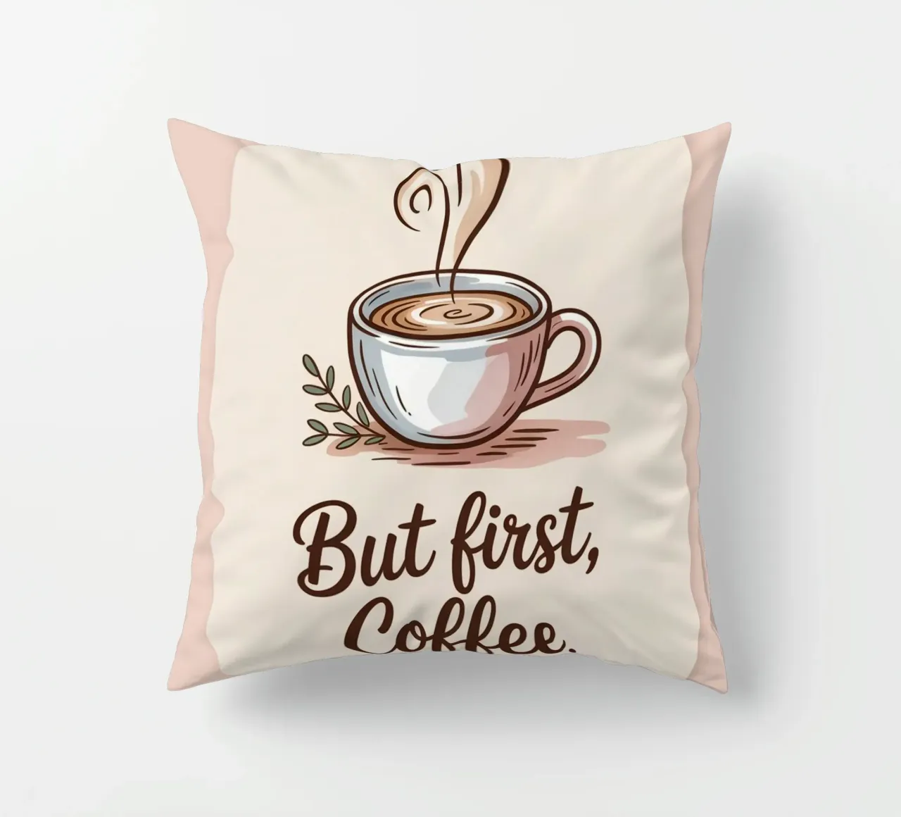 Ma prima, il caffè - Stampa disegnata a mano di un amante del caffè minimale cuscino da logic