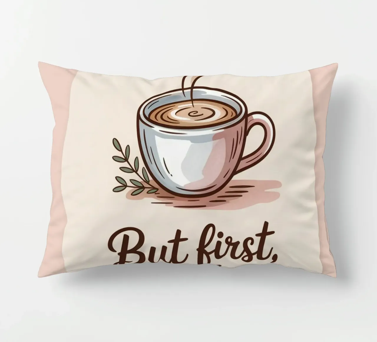 Ma prima, il caffè - Stampa disegnata a mano di un amante del caffè minimale cuscino da logic