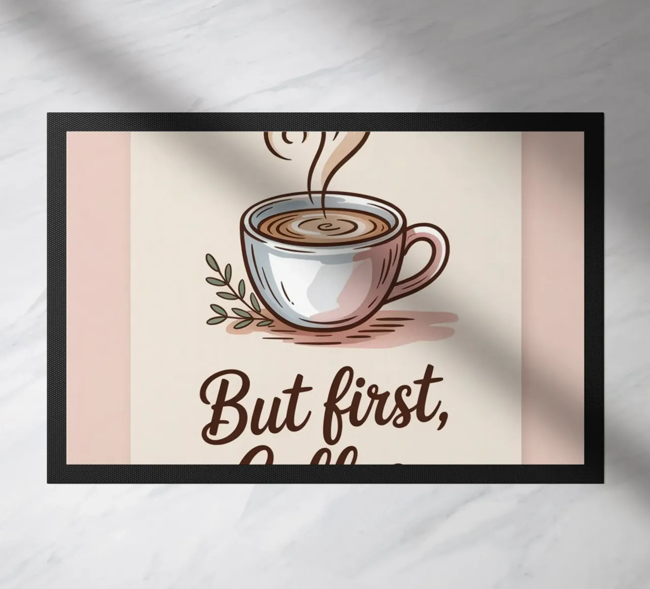 But First, Coffee - Impresión mínima dibujada a mano de un amante del café felpudo de logic