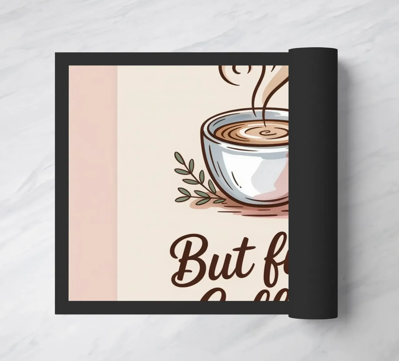 But First, Coffee - Impresión mínima dibujada a mano de un amante del café felpudo de logic
