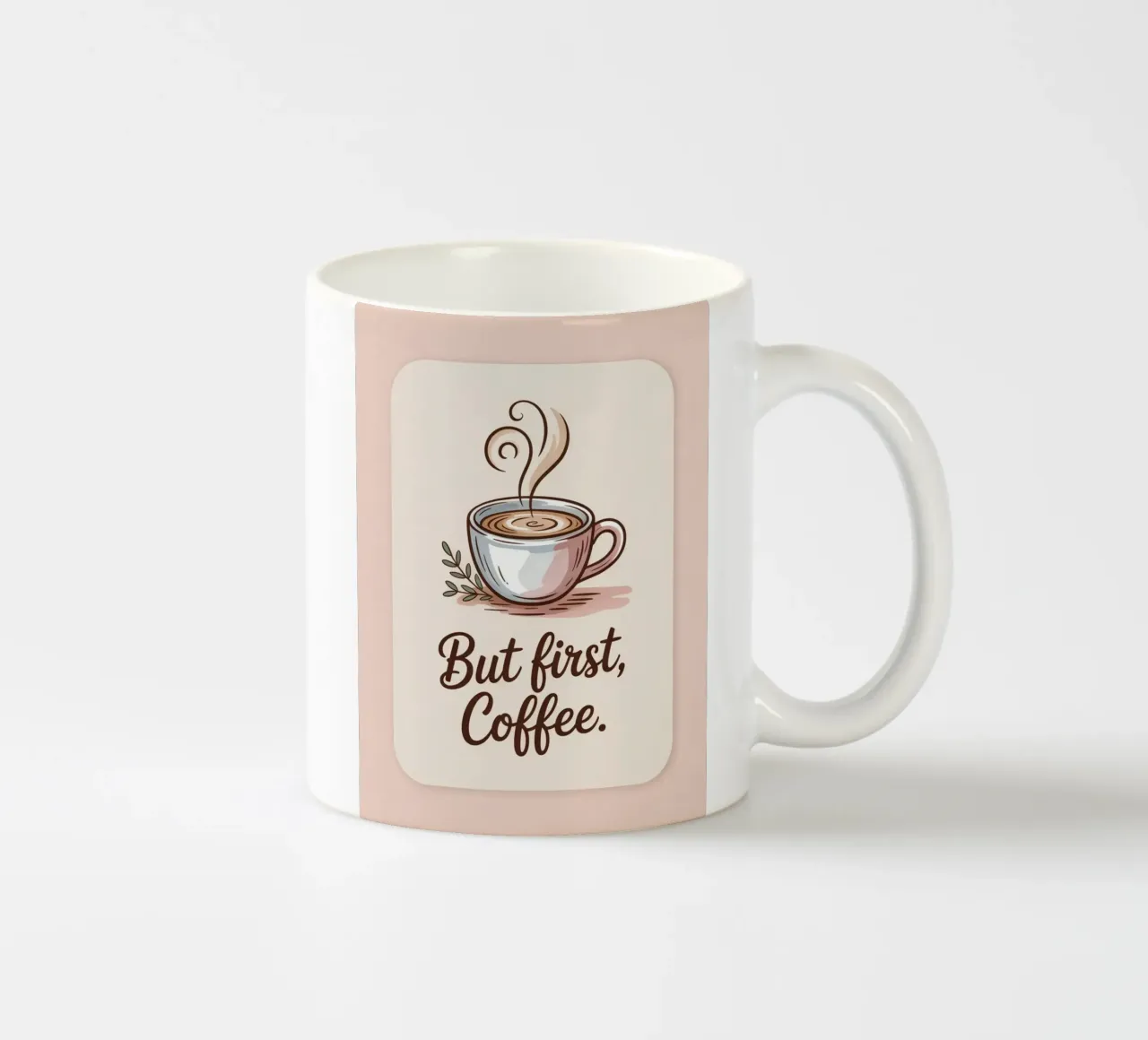 Ma prima, il caffè - Stampa disegnata a mano di un amante del caffè minimale tazza in ceramica da logic