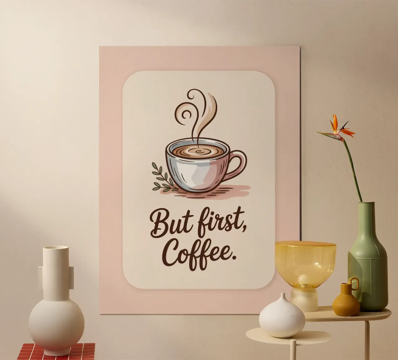Ma prima, il caffè - Stampa disegnata a mano di un amante del caffè minimale carta hahnemühle da logic