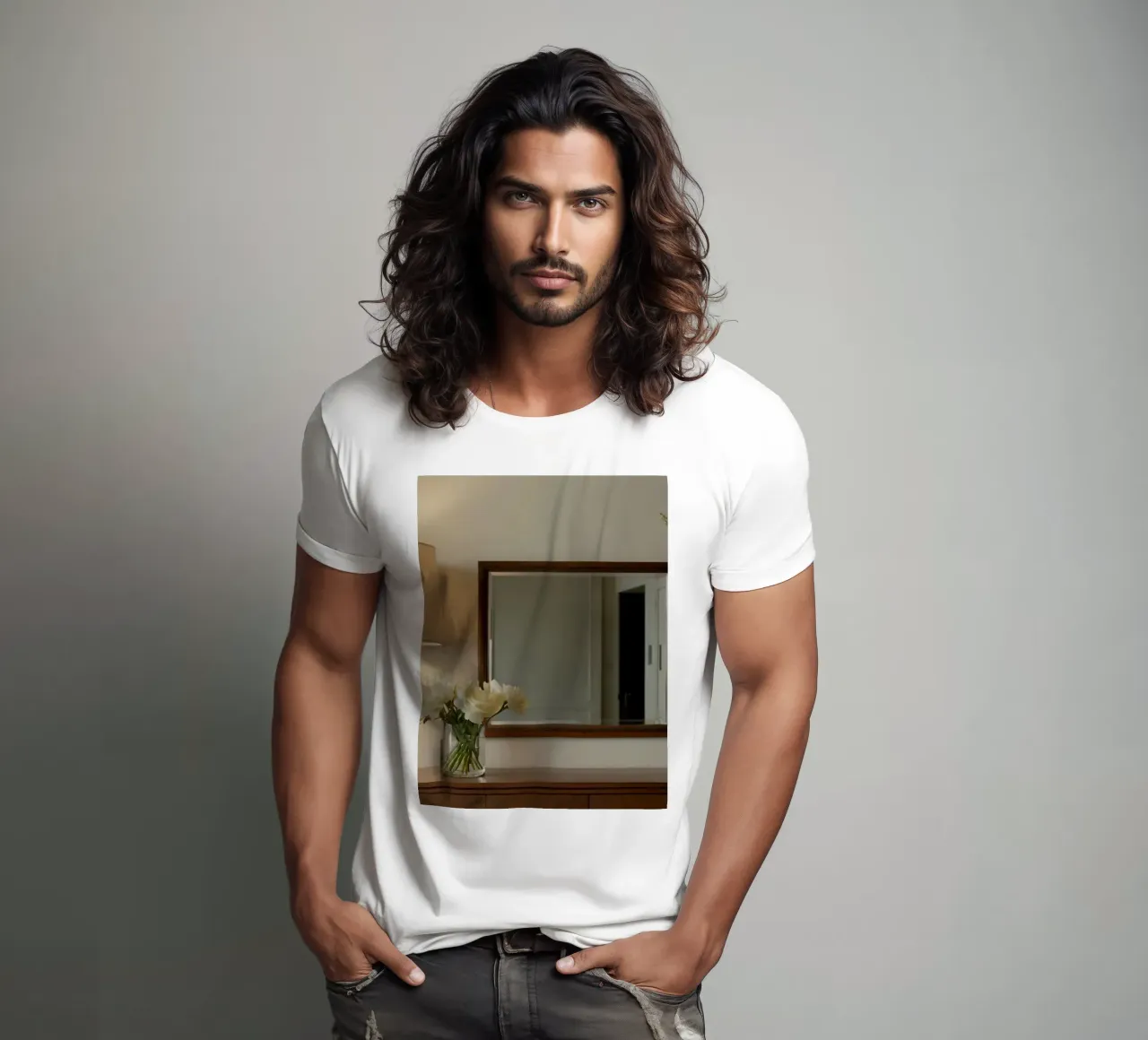 Interni eleganti con lampada e fiori freschi t-shirt da DesignDoodle