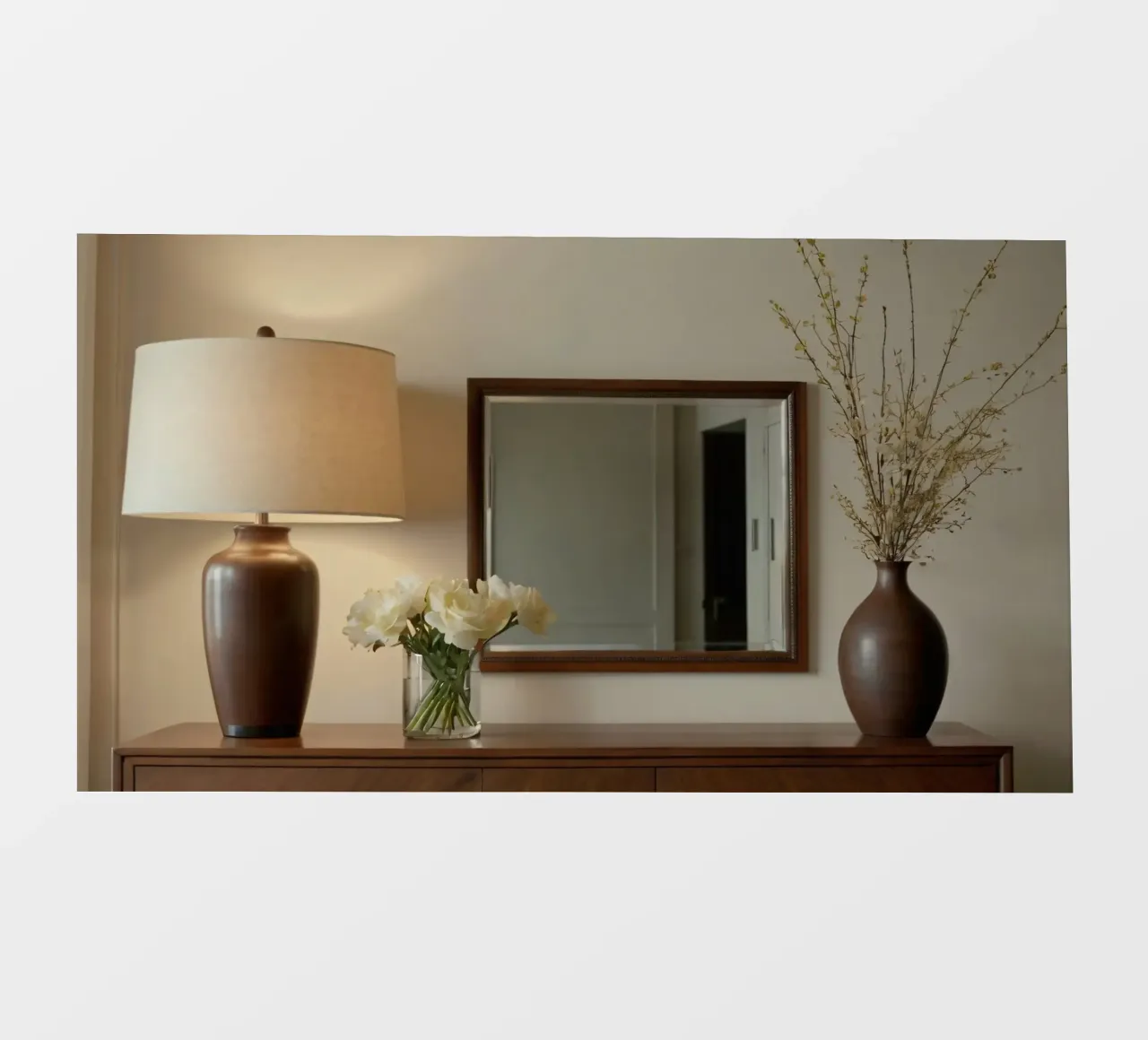 Interni eleganti con lampada e fiori freschi pellicola backlit da DesignDoodle