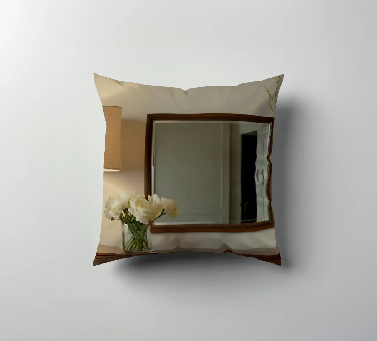 Interni eleganti con lampada e fiori freschi cuscino da DesignDoodle