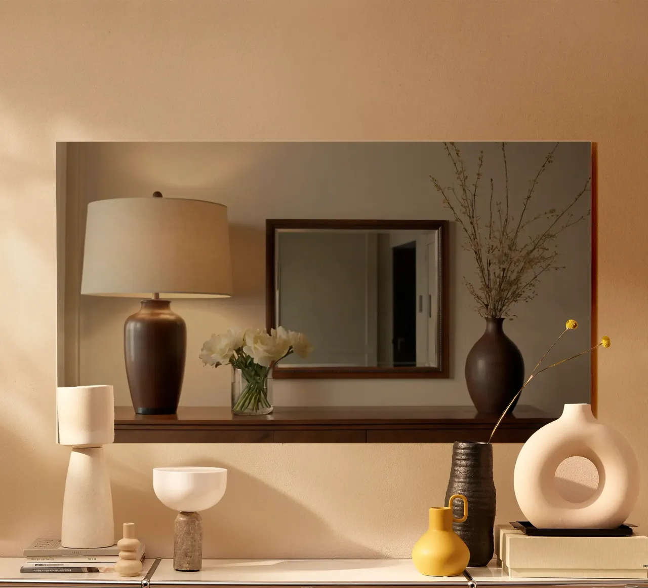 Interni eleganti con lampada e fiori freschi plexiglass da DesignDoodle