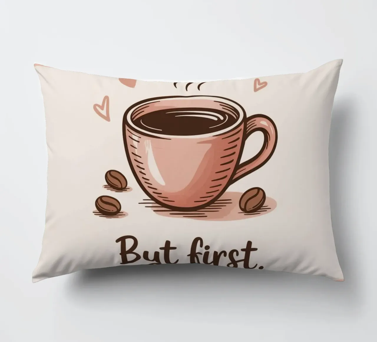 Ma prima il caffè - Accogliente arte della tazza di caffè disegnata a mano cuscino da logic