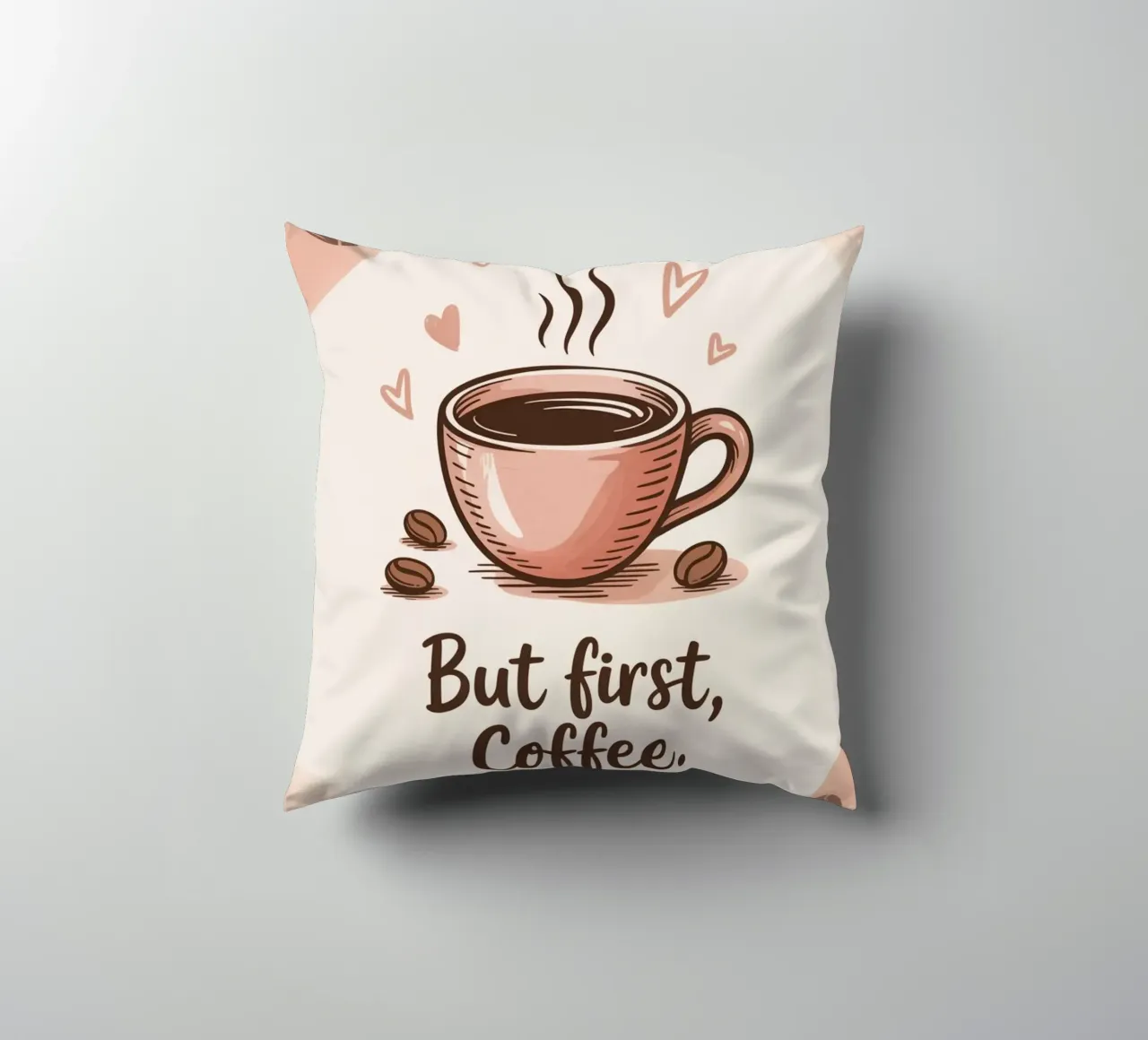 Ma prima il caffè - Accogliente arte della tazza di caffè disegnata a mano cuscino da logic