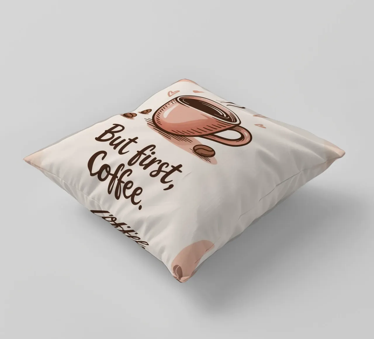 Ma prima il caffè - Accogliente arte della tazza di caffè disegnata a mano cuscino da logic