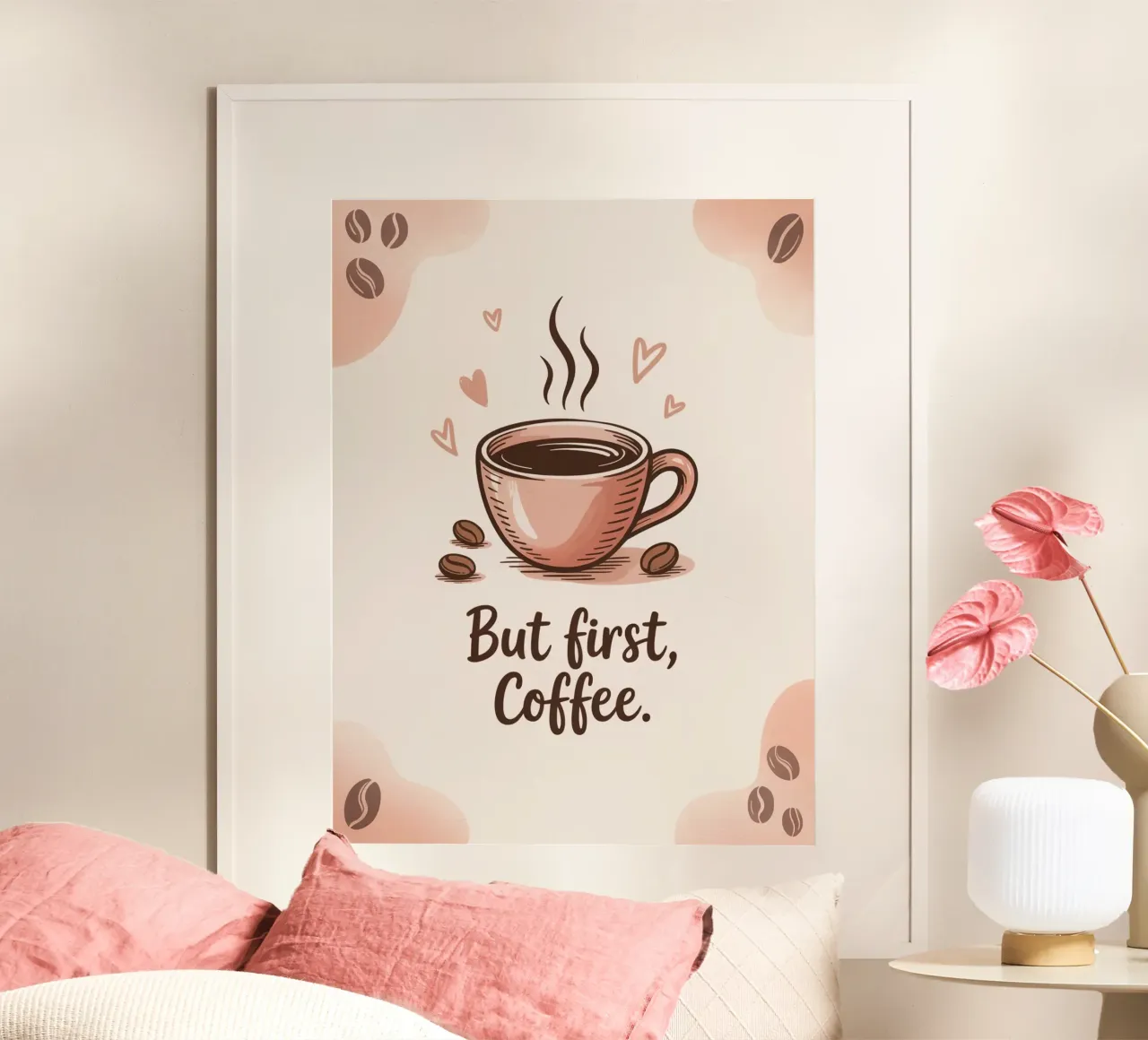 But First, Coffee - Gemütliche handgezeichnete Kaffeetassenkunst Hahnemühle von logic