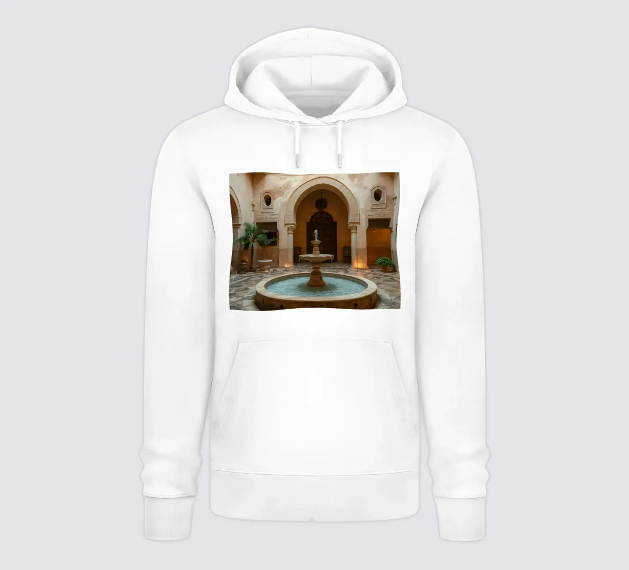 Splendido cortile con fontana decorata felpa con cappuccio da DesignDoodle