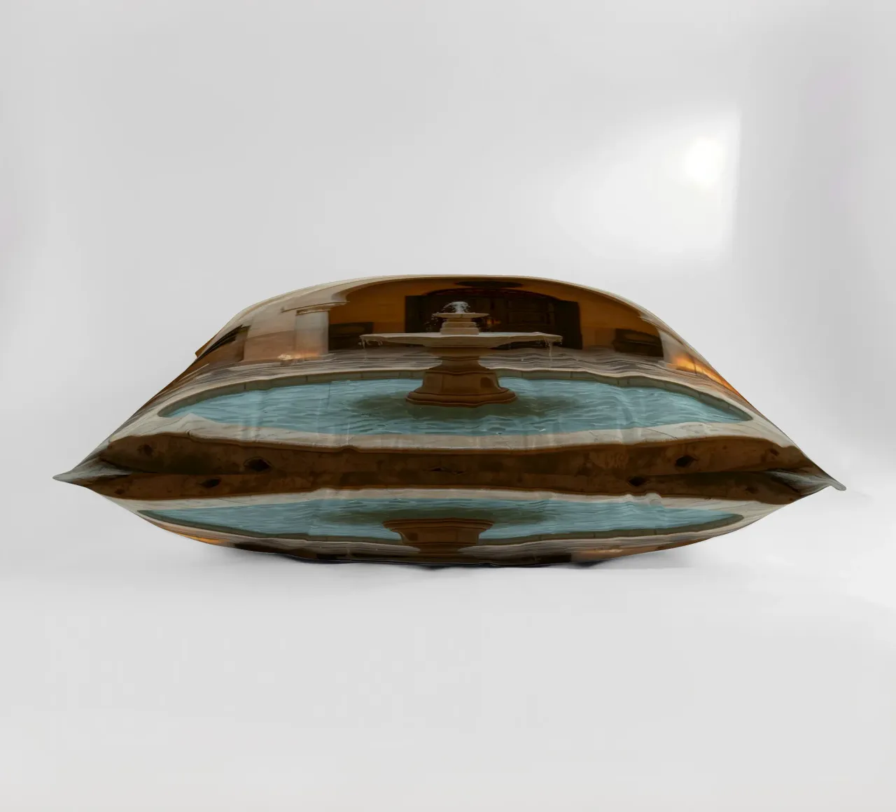 Splendido cortile con fontana decorata cuscino da DesignDoodle