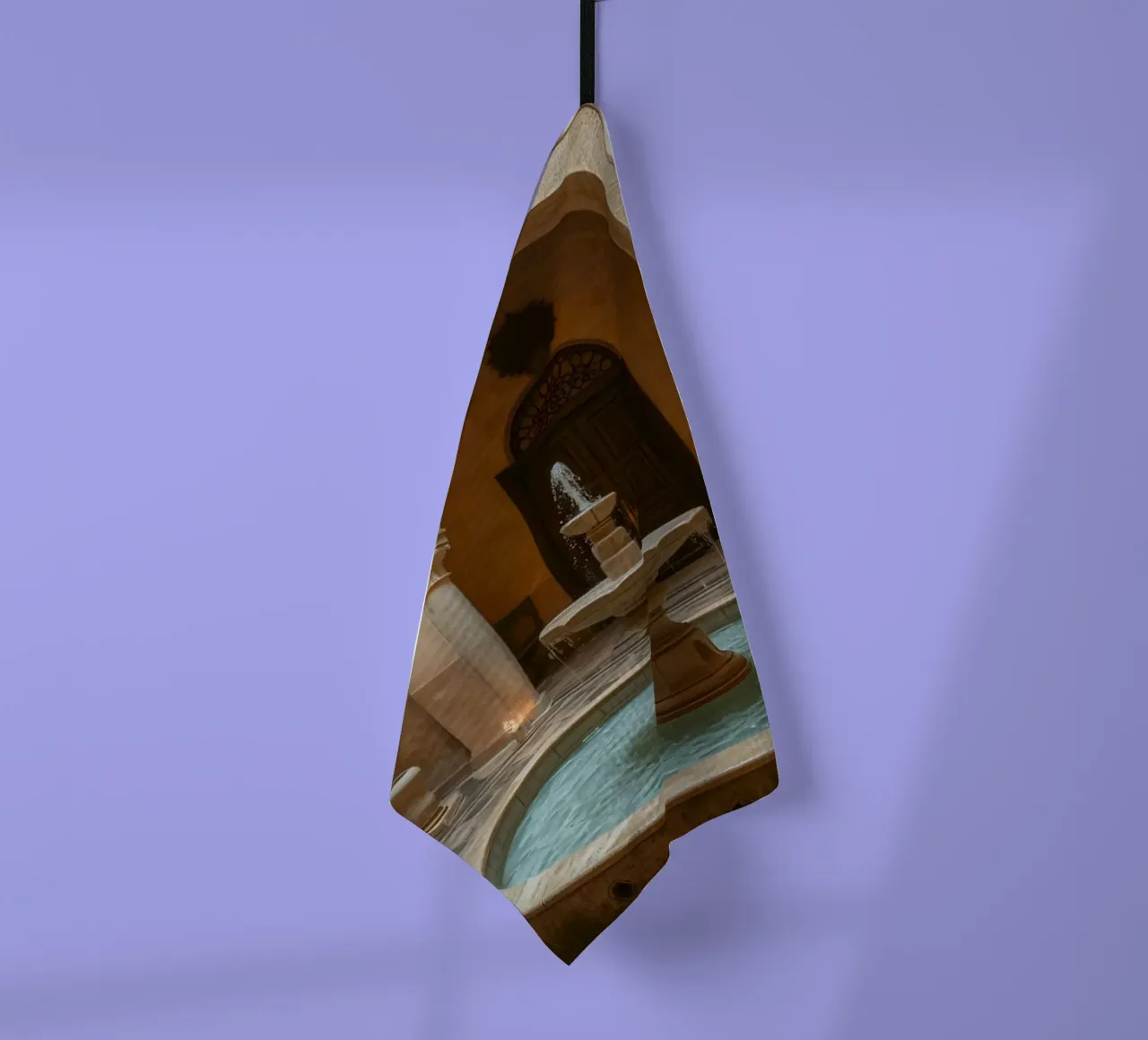 Schöner Innenhof mit kunstvollem Springbrunnen Geschirrtuch von DesignDoodle