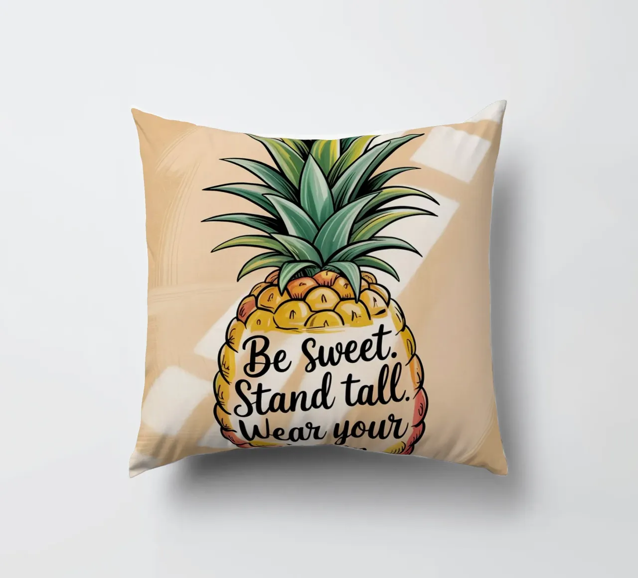 Siate dolci. Siate alti. Indossate la vostra corona. - Ananas disegnato a mano cuscino da logic