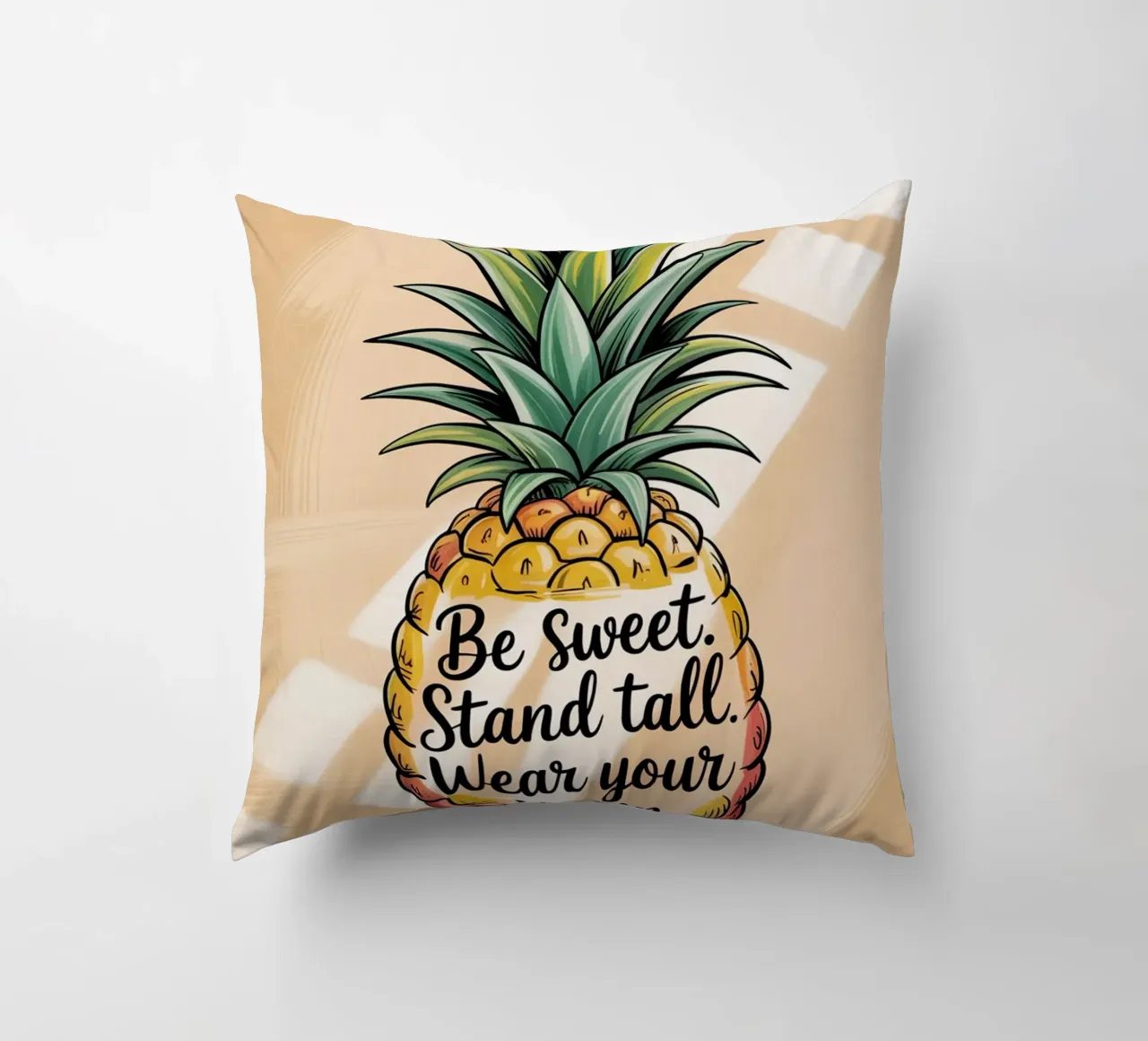 Siate dolci. Siate alti. Indossate la vostra corona. - Ananas disegnato a mano cuscino da logic