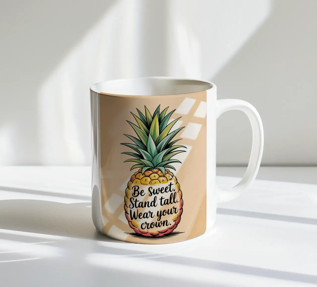 Siate dolci. Siate alti. Indossate la vostra corona. - Ananas disegnato a mano tazza in ceramica da logic