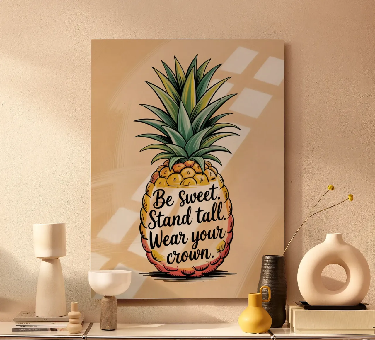 Siate dolci. Siate alti. Indossate la vostra corona. - Ananas disegnato a mano alluminio dibond da logic
