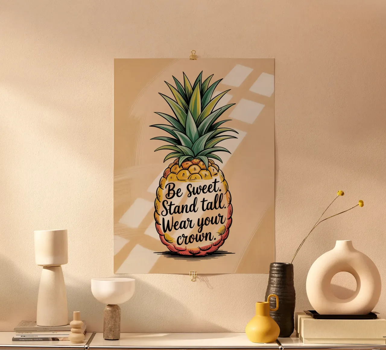 Siate dolci. Siate alti. Indossate la vostra corona. - Ananas disegnato a mano carta hahnemühle da logic
