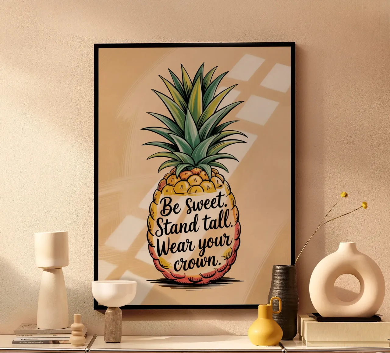 Siate dolci. Siate alti. Indossate la vostra corona. - Ananas disegnato a mano carta hahnemühle da logic